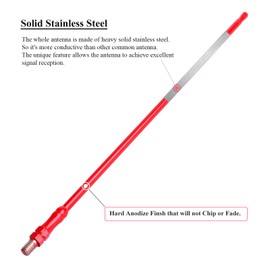 Jamscar Red Antenna Accessories Compatible for Wrangler JK JL Rubicon Sahara Sport Unlimited 4xe Willys JKU 2007-2024 | Short Heavy Metal Billet Antenna Replacement | for Truck Radio Reception