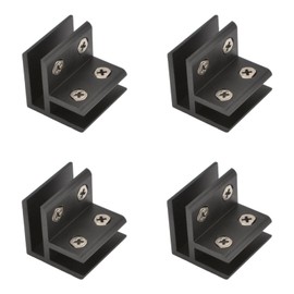 INCREWAY Glass Clamp 4 Pack Adjustable 90 Degree Glass Brackets Aluminum Alloy Glass Shelf Support Bracket Glass Holder Connector for 5-8mm Thick Glass Black INC-YF40-824-EU8