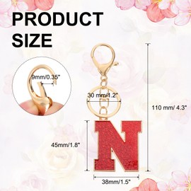 PATIKIL Initial Letter Keychain, A-Z Alphabet Keyring Letter N Metal Key Chain for Women or Girls Keys Purse Handbags Backpacks Bags, Red