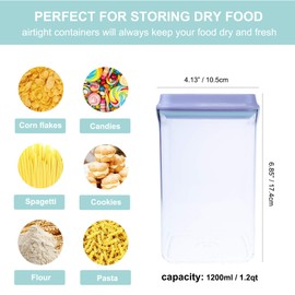 Cozey Daily Airtight Food Storage Container - 1.2qt / 1200ml Square Pop Containers With Lids, Bpa Free Stackable Container for Coffee Cereal Flour Spaghetti Rice Kitchen Organizer