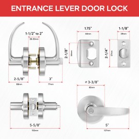 VIZILOK Vandal Resistant ADA Compliant Entrance Lever Door Lock with Keys C6FS-K - BHMI Grade 2 Heavy Duty Commercial Grade Left Right Reversible Lock - Satin Chrome