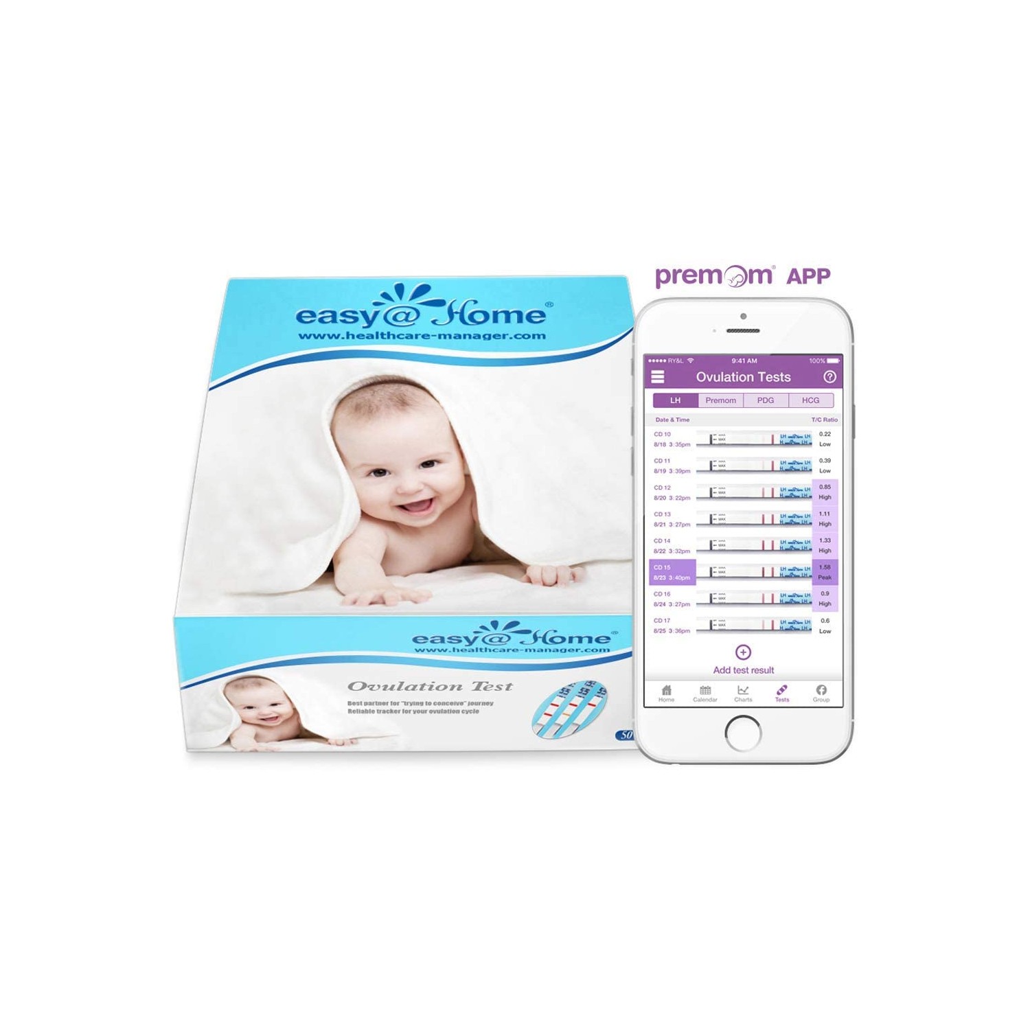 Easy@Home Ovulation Test Strips (50-Pack), FSA Eligible Ovulation ...