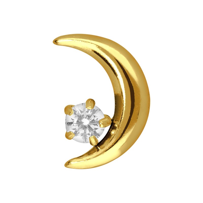 PIERCINGLINE Titanium Attachment with Push Pin Moon and Crystal without