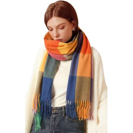 MAIRY Ladies Scarves Winter Clearance Cashmere Wool Scarf Pashmina Shawl Wrap for Women Long Large Warm Thick Reversible Yellow Scarves, 10007