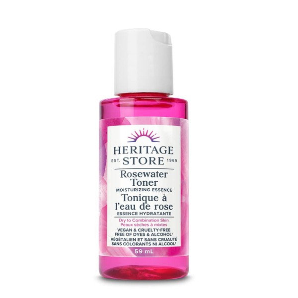 Heritage Store Rosewater Facial Toner | Tones and Refines Pores | Vegan & Cruelty Free | Free of Dyes & Alcohol |59 ml, Clear