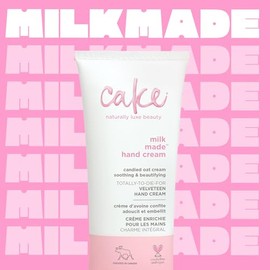 Cake Beauty - Crema de manos de terciopelo, hecha con leche, calmante y ligera, concentrado de extracto de avena, extracto de raíz de malvavisco y manteca de karité, crema de manos de tamaño de viaje,