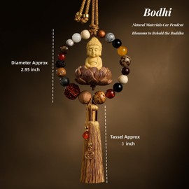 HATRAV Buddha Car Accessories,Travel Protection Ornament,Meditation,Healing,Good Luck,Wood Baby Buddha,Inner Peace Statue,FozuPendant,Chinese Lianhua Feng Shui Dec,(Style A Yellow)