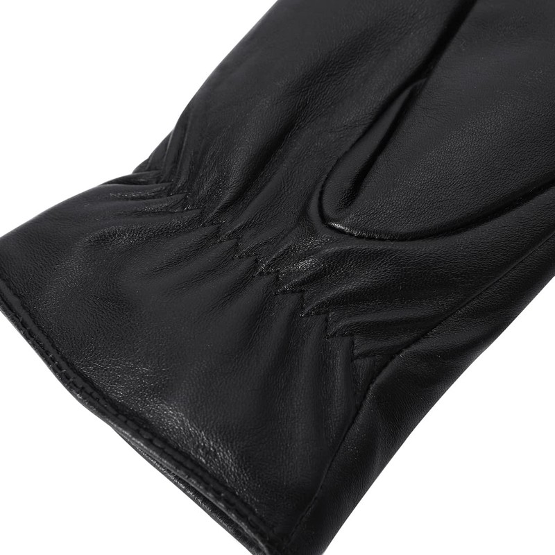 Harssidanzar Womens Leather Gloves Winter Warm Cashmere Lining Touchscreen Texting