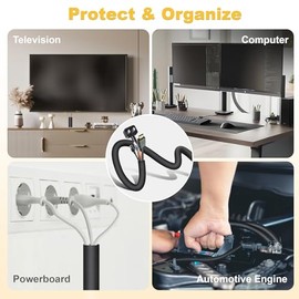 Protectores de cable de 10 pies, Negro, Moderno, Cubiertas de cable de 1/2 pulgada, PET, Enroscado, 1 unidad