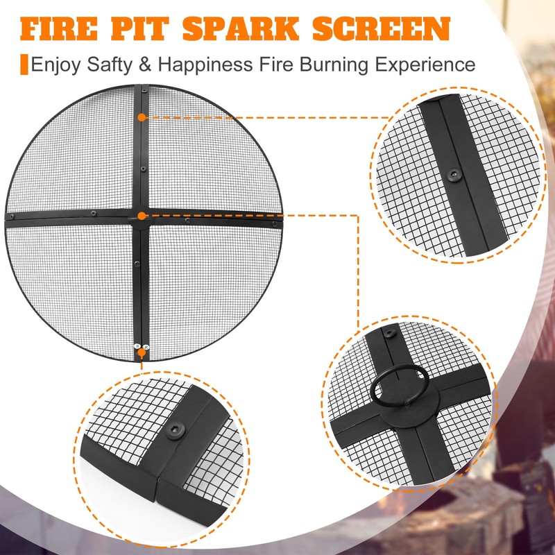 Suzile 22 Inch Heavy Duty Fire Pit Spark Screen Round