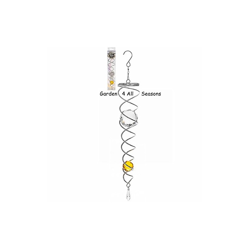32cm Stainless Steel Spiral Crystal Twister with Amber Crystal. Wind