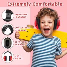 ZOHAN 030 Kids Noise Cancelling Headphones for Autism Ear Protection (Red)