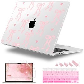 Lepeoac for MacBook Air 13.6 inch Case M5 M4 M3 M2 2026-2022 Release Model A3449 A3240 A3113 A2681, Sturdy Plastic Hard Shell Case for MacBook Air M2 13 inch with Touch ID, Bow