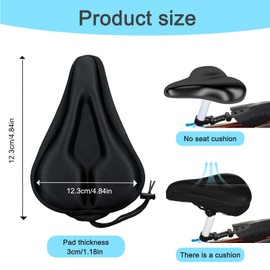 Narrow Bike Seat Cushion Cover, Gel Soft Pad, Padded Gel Seat Cover For Women/Man, Shock-Absorbing Cushion Cycling, Wide Comfortable Bike Seat Cushion For Exercise, Stationary, Spinning Cycling