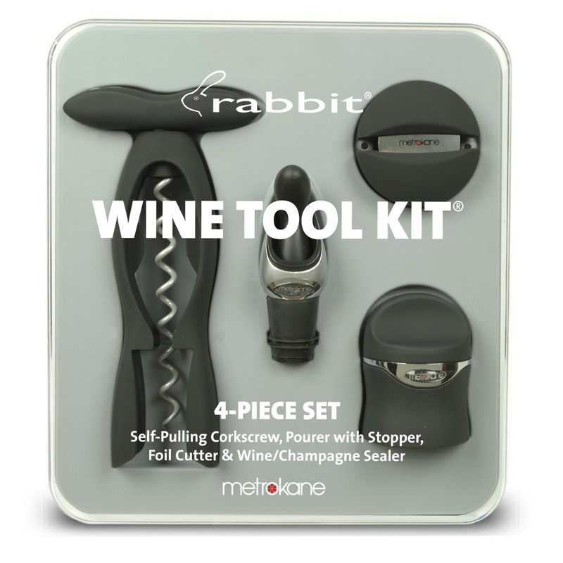 Rabbit 4 Piece Wine Tool Kit (Velvet Black)