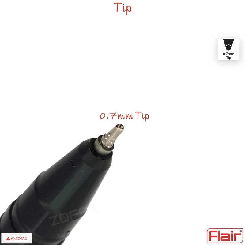 FLAIR Marathon 5 x 0.7mm BLACK Ballpoint Pens Smooth Longer