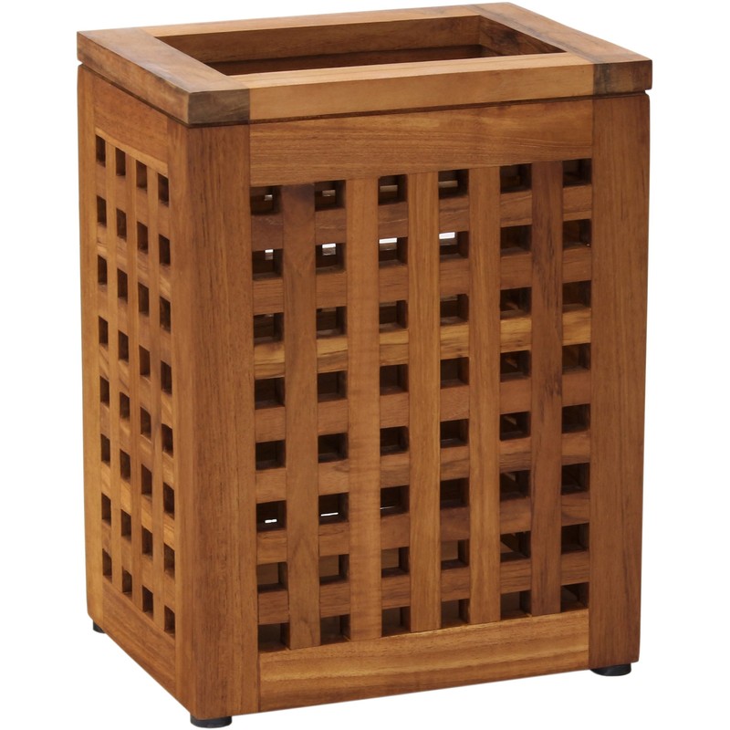 AquaTeak Grate Teak Waste Basket