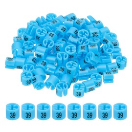 PATIKIL 100 Pcs Clothes Hanger Markers Number 39 Tags Fit 3mm Rod Garment Size Tag Hanger Clips Round Color Coding Label for Clothing Hangers, Blue