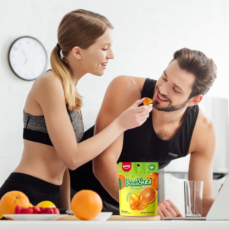 Amos 4D Gummy Peelable Orange Candy, Peelerz Gummy Orange, Fruit