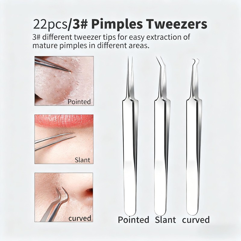 22 Pcs Pimple Popper Tool, Blackhead Remover Acne and Zit