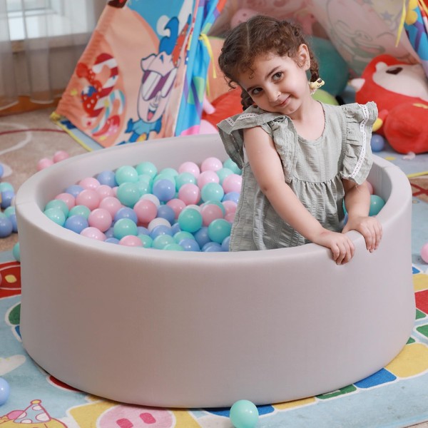 Souarts Large Foam Ball Pit for Toddlers, Soft Round Baby Ball Pit, 36 x 12 in Ball Pool Pit Toddler Toys, Ideal Gift for Kids Indoor or Outdoor(Grey, Balls NOT Included)
