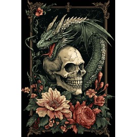 Moohue 14ct Stamped Counted Cross Stitch Kits for Adults Animals Dragon Skull Flowers Cross Stitch Patterns Supplies Art Crafts (Animal Dragon 1)