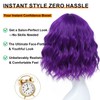 Short Wavy Purple Bob Wig with Bangs Synthetic Wigs for