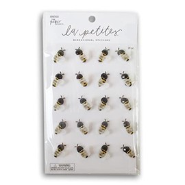 Bee Stickers for Crafts, Scrapbooks, Cardmaking - 3D Dimensional with Attached Wings - 20 Pieces