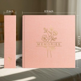 Holoary Photo Album 4x6 200 Photos with Writing Area, 200 Pockets Picture Album, Linen Fabric Cover Big Picture Book for Photos, 4x6 Photo Albums for Memories Family Weddings Travel(Pink)