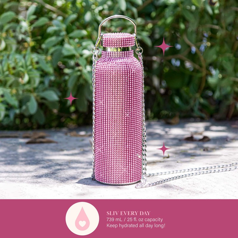 Paris Hilton Diamond Bling Water Bottle With Lid And Removable