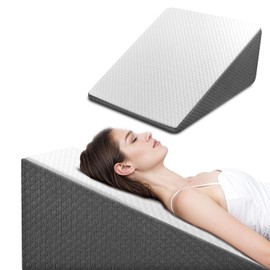 OAISZ Wedge Pillow for Sleep Apnea, 12 Inch Bed Wedge Pillow for Headboard, Wedge Pillow for Acid Reflux, After Surgery, Snoring, Cooling Memory Foam Top Triangle Pillow Wedge, Removable Cover