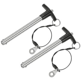 M METERXITY 2-Pack T Handle Lock Pins, 15/32"(12mm) Dia. 3-15/16"(100mm) Usage Length Push-Button Quick Release Locking Pins W Lanyard for Speaker/Aviation/Gym/Machine [304 Stainless Steel]