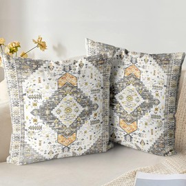 XPHZZL Cushion Covers 45cm x 45cm Set of 2 Square Throw Pillow Case Boho Short Plush Cotton Soft Pillowcases for Outdoor Patio Sofa Balcony Living Room Black Gold with Invisible Zipper 18x18 Inch