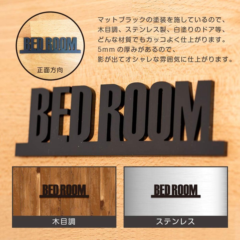 Two-face Bedroom Sign Door Letter Sign Plate BEDROOM Room Plate