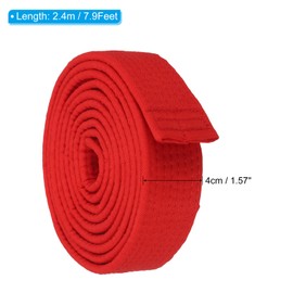 PATIKIL Taekwondo Colored Ranking Belt 1.6" x7.9Ft 2.4m, Polyester Martial Arts Judo Karate Belt for Coach Teaching Practice, Red