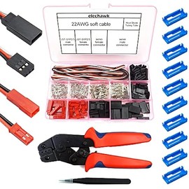 55 Sets Servo Plug Male Female Connector Crimp Pin Cable Kit with Crimping Tool Compatible JST SYP Futaba for Hitec Spektrum RC