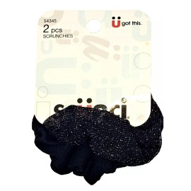 scünci (2) 2-Packs Scrunchies 4 Total 54345 54591 Gray Black Metallic Scunci Quick Ship