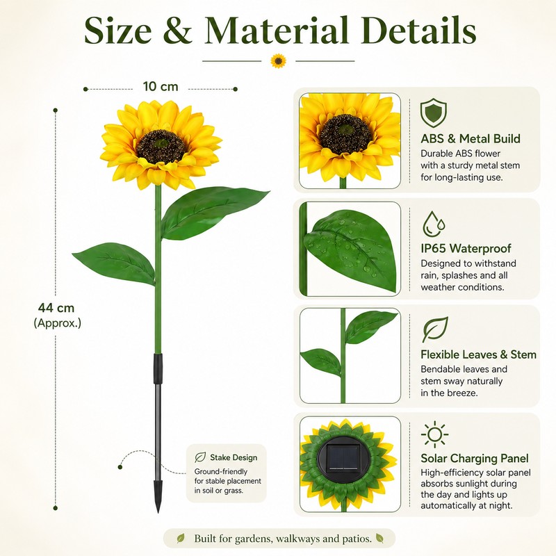 Solar Sunflower Garden Lights for Outdoor Decor – LED Lawn