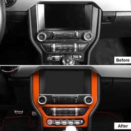 CheroCar for Mustang Center Console Navigation Screen Panel Cover Frame Trim Interior Decoration Accessories Compatible with Ford Mustang 2015-2025,Orange…