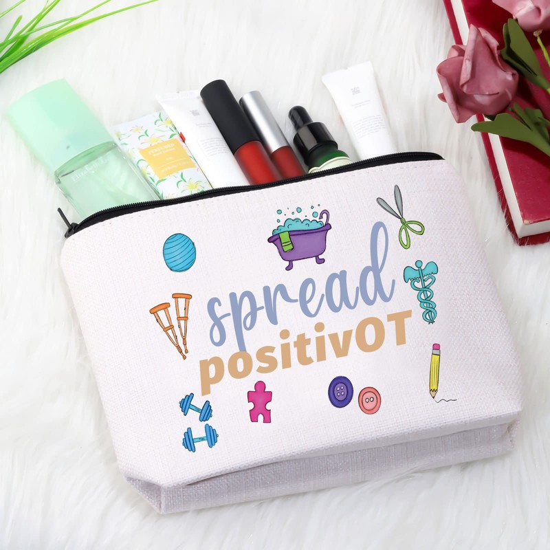 GJTIM Occupational Therapy Therapist Gift OT Makeup Bag Spread positivOT