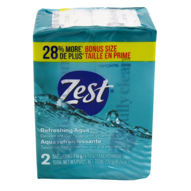 Zest Soap Refreshing Aqua Bath Bars 4.12 Ounce (Pack of