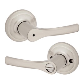 Weiser Henley Satin Nickel Door Handle, Reversible Privacy Lever, Interior Door Handles for Bedroom and Bathroom Doors, Keyless Bathroom/Bedroom Door Lock, Modern Home Décor