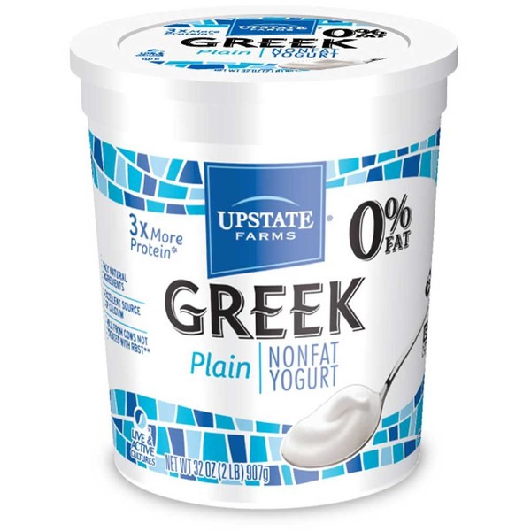 Upstate Farms Greek Nonfat Blended Plain Yogurt, 32 Ounce -- 6 per case.