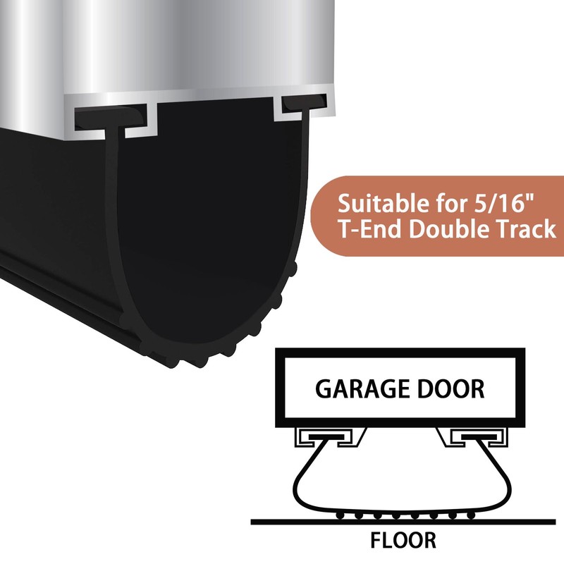 Gaahing Garage Door Bottom Seal Strip, 9.8 FT U-Shaped Replacement