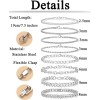8Pcs Chain Bracelet Stainless Steel Curb Width Rope Figaro Cuban
