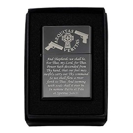 Gifts Infinity® Boondocks Saints Prayer Matt Black Finish Wind Proof Oil Lighter #2 (BK WH)