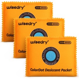 wisedry 200g [3 Packs] Rechargeable Large Desiccant Packs for Storage, Color Indicating Silica Gel Desiccant Packets, Reusable Moisture Absorbers Bags for Clothes, Suitcase, Gun Safe, Tool Box