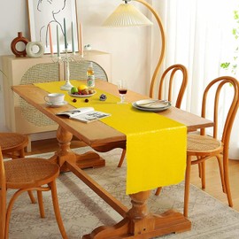 AMZLOKAE Yellow Sequin Table Runner 2-Pack | 12x108 Inch Sparkling Yellow Table Runners Glitter Tablecloth for Weddings, Baby Shower,Holiday Dining Table Decor