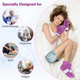 SuzziPad Foot Ice Pack Cold Socks & Gloves for Chemotherapy, Comfort Items for Chemo, Soothing for Feet, Cooling Therapy for Hand, L, Purple