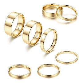 Kakonia 1-8mm 14K Gold Filled Rings Stacking Rings for Women Stackable Rings Thin Band Rings Plain Pinky Thumb Finger Rings Trendy Mid Statement Rings Comfort Knuckle Rings Set